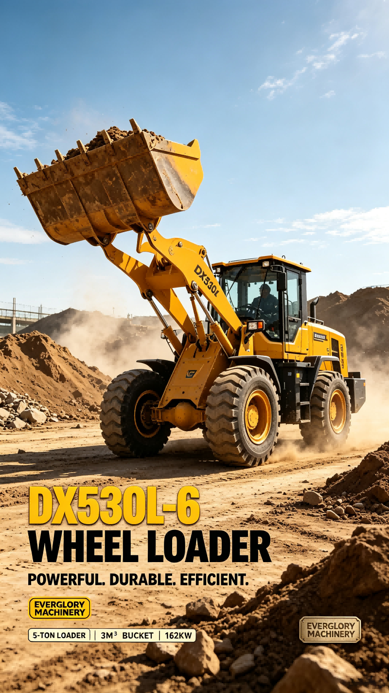 Inilunsad ng Everglory Machinery ang Durable DX530L‑6 5‑Ton Wheel Loader para sa Earthmoving Works